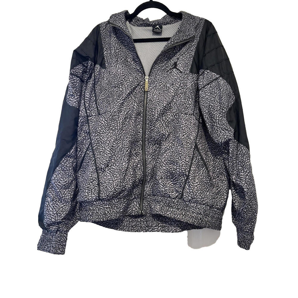 Y2k vintage sz L Air Jordan Elephant Print windbreaker zip up jacket‎ #3163
